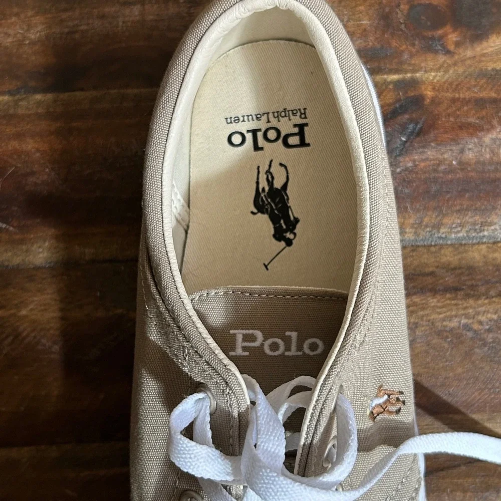 Polo Ralph Lauren Shoes Mens‎ Size 7 Khaki Faxon X Canvas Casual Low Top Lace Up